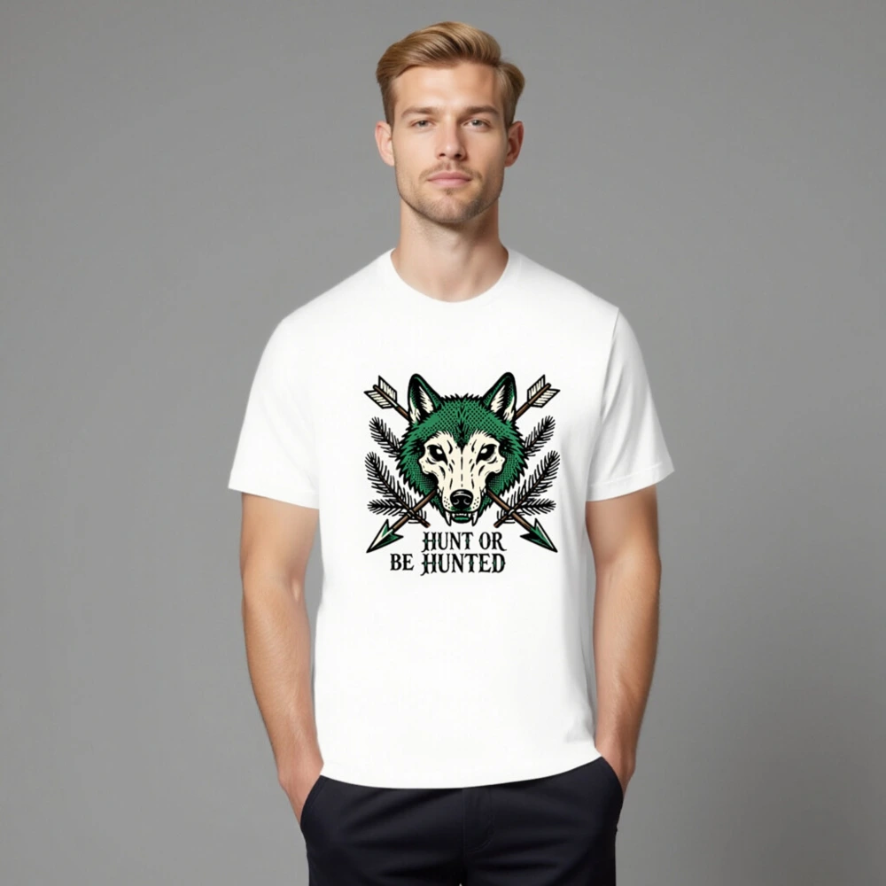 Unisex Green Wolf T-Shirt - Hunt or Be Hunted Graphic Tee - Image 8