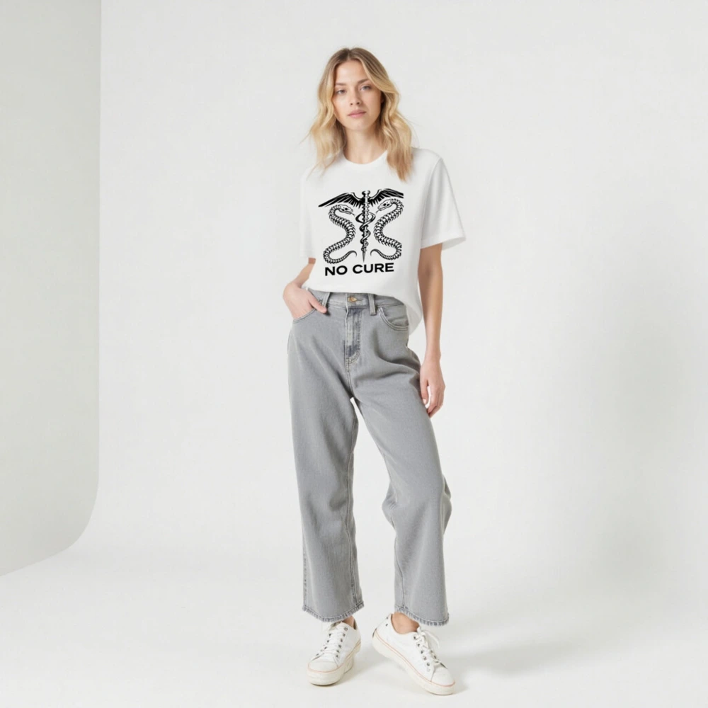 No Cure Caduceus T-Shirt – Unisex Staple Tee with Medical Symbol & Snakes - Image 5