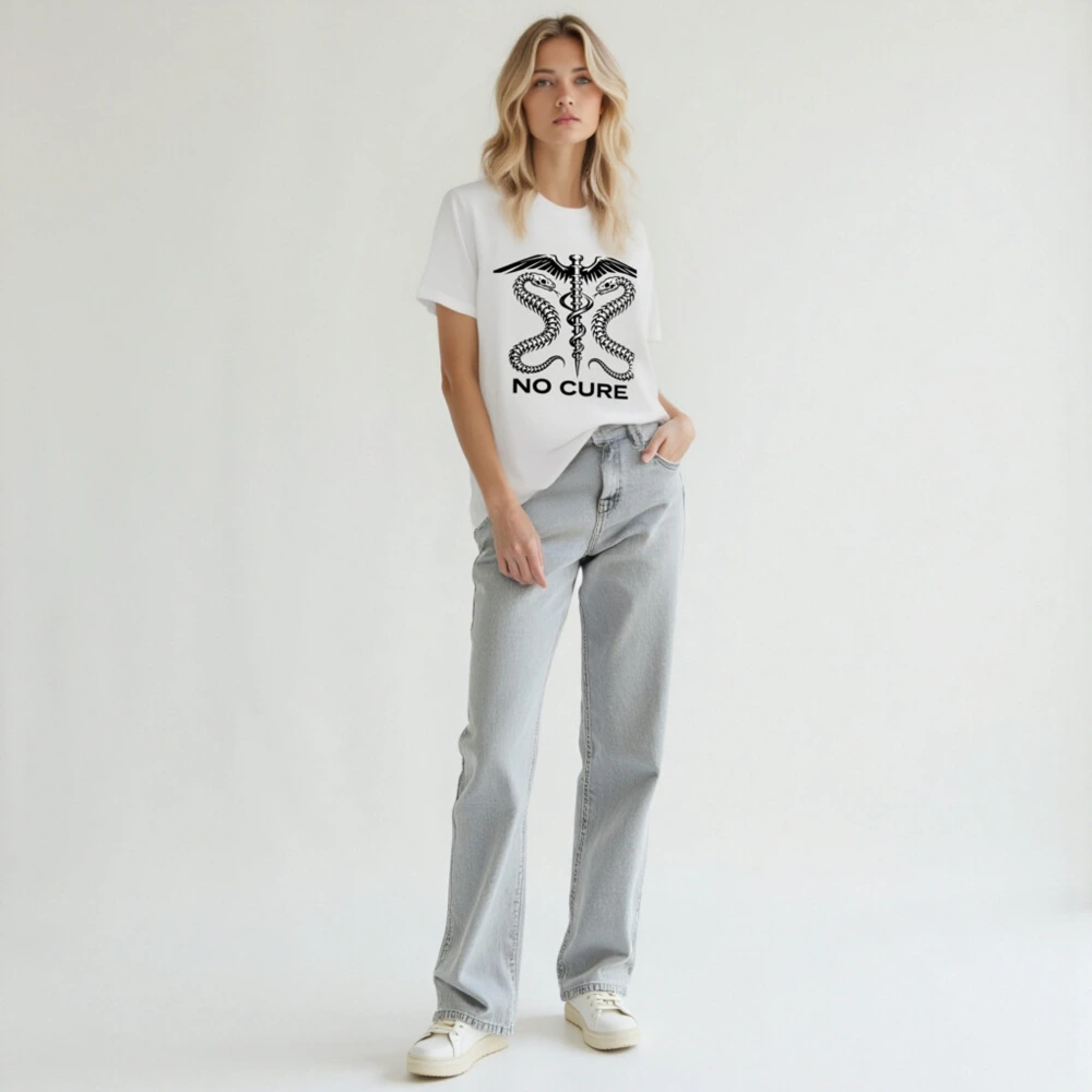 No Cure Caduceus T-Shirt – Unisex Staple Tee with Medical Symbol & Snakes - Image 6