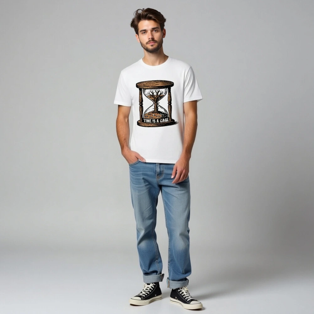 Unisex Staple T-Shirt - Time Is a Cage Hourglass Tree Design - Image 3