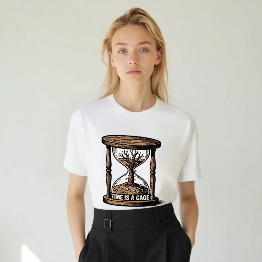 Unisex Staple T-Shirt - Time Is a Cage Hourglass Tree Design - Image 4