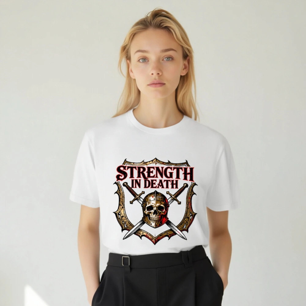 Unisex Strength in Death T-Shirt | Skull & Swords Graphic Tee - Image 4