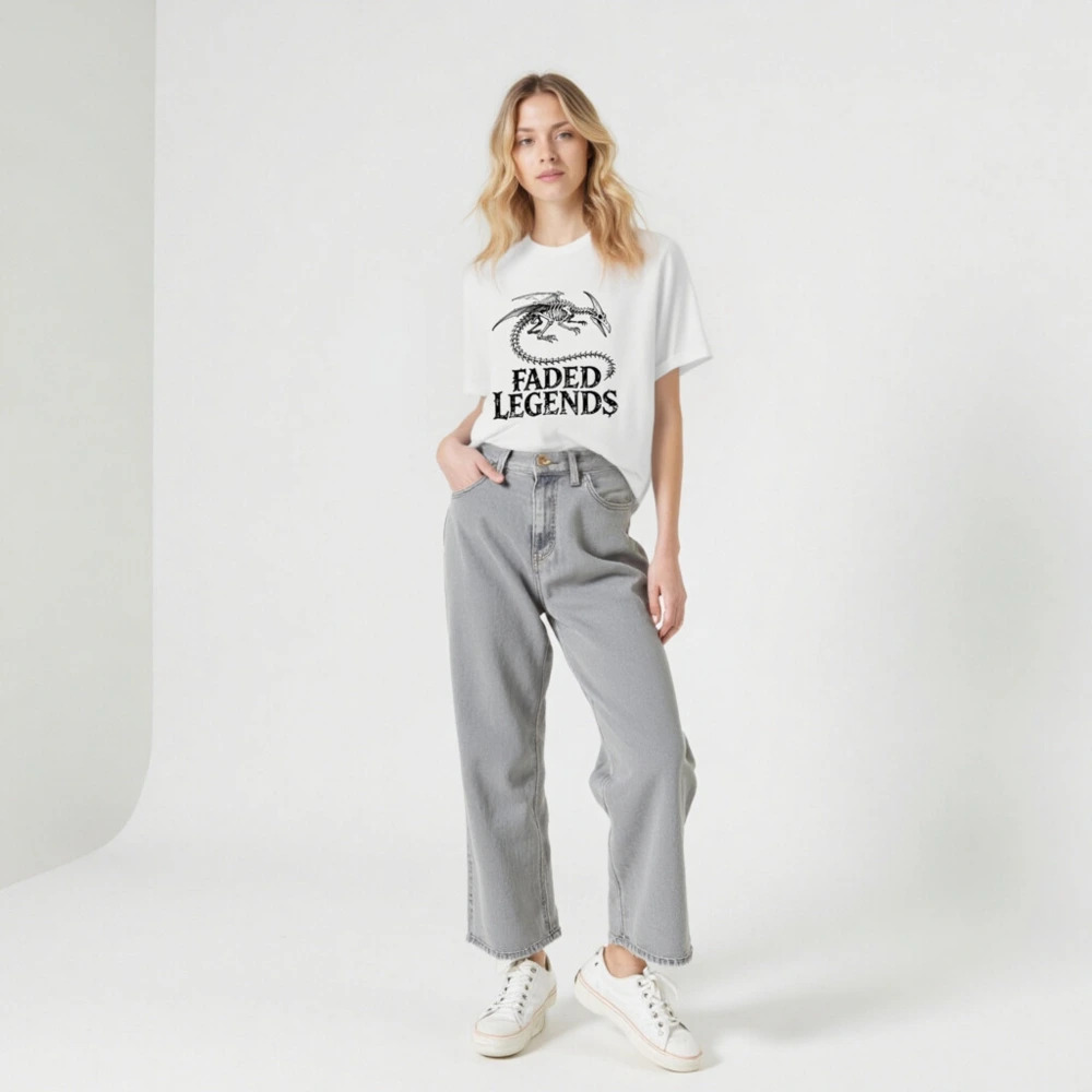 Faded Legends Dragon Skeleton Unisex T-Shirt - Black & White Skeletal Design - Image 5