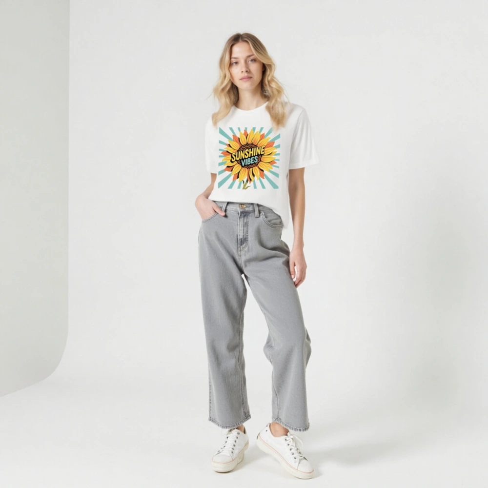 Sunshine Vibes Unisex T-Shirt - Bright Sunflower Graphic, Comfortable Staple Tee - Image 5