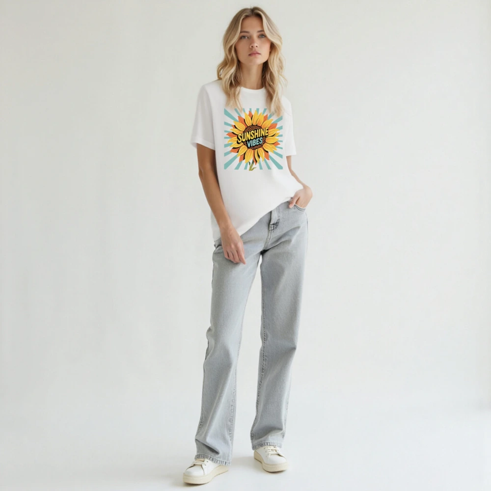 Sunshine Vibes Unisex T-Shirt - Bright Sunflower Graphic, Comfortable Staple Tee - Image 6