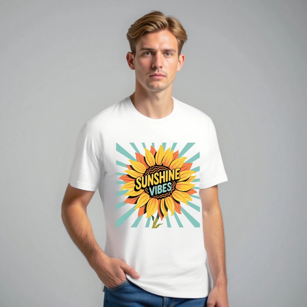 Sunshine Vibes Unisex T-Shirt - Bright Sunflower Graphic, Comfortable Staple Tee - Image 7