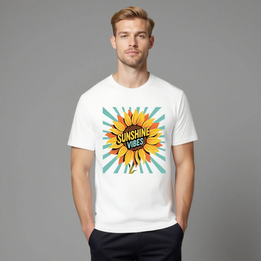 Sunshine Vibes Unisex T-Shirt - Bright Sunflower Graphic, Comfortable Staple Tee - Image 8