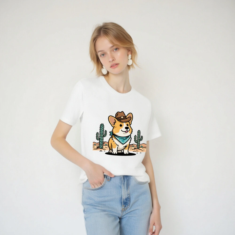Unisex Cowboy Corgi T-Shirt - Western Dog Graphic Tee for Men & Women - Image 2