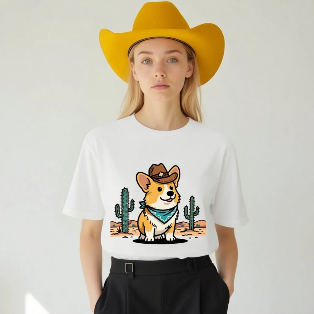 Unisex Cowboy Corgi T-Shirt - Western Dog Graphic Tee for Men & Women - Image 4