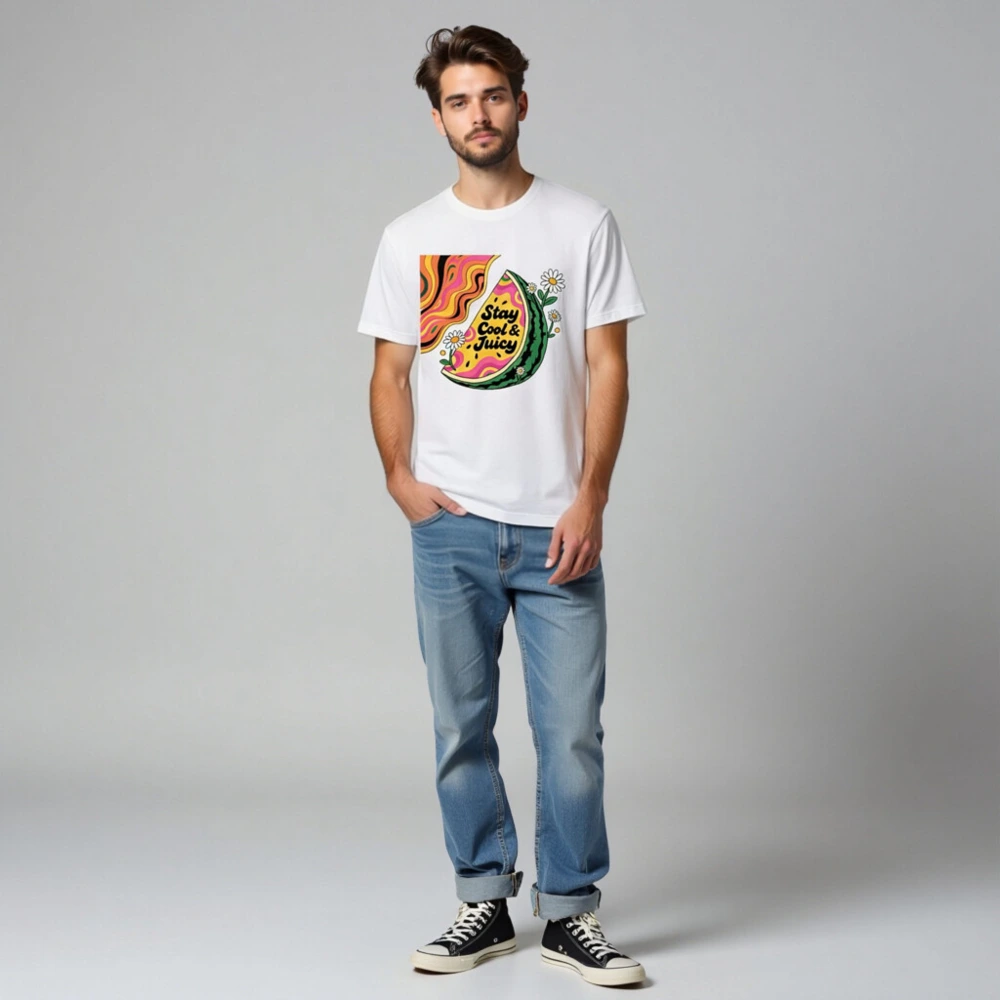 Stay Cool & Juicy Watermelon T-Shirt - Unisex Staple Tee - Image 3