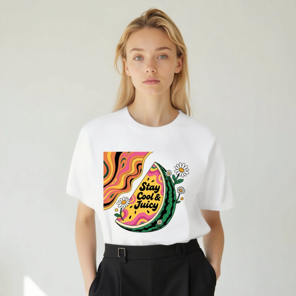 Stay Cool & Juicy Watermelon T-Shirt - Unisex Staple Tee - Image 4