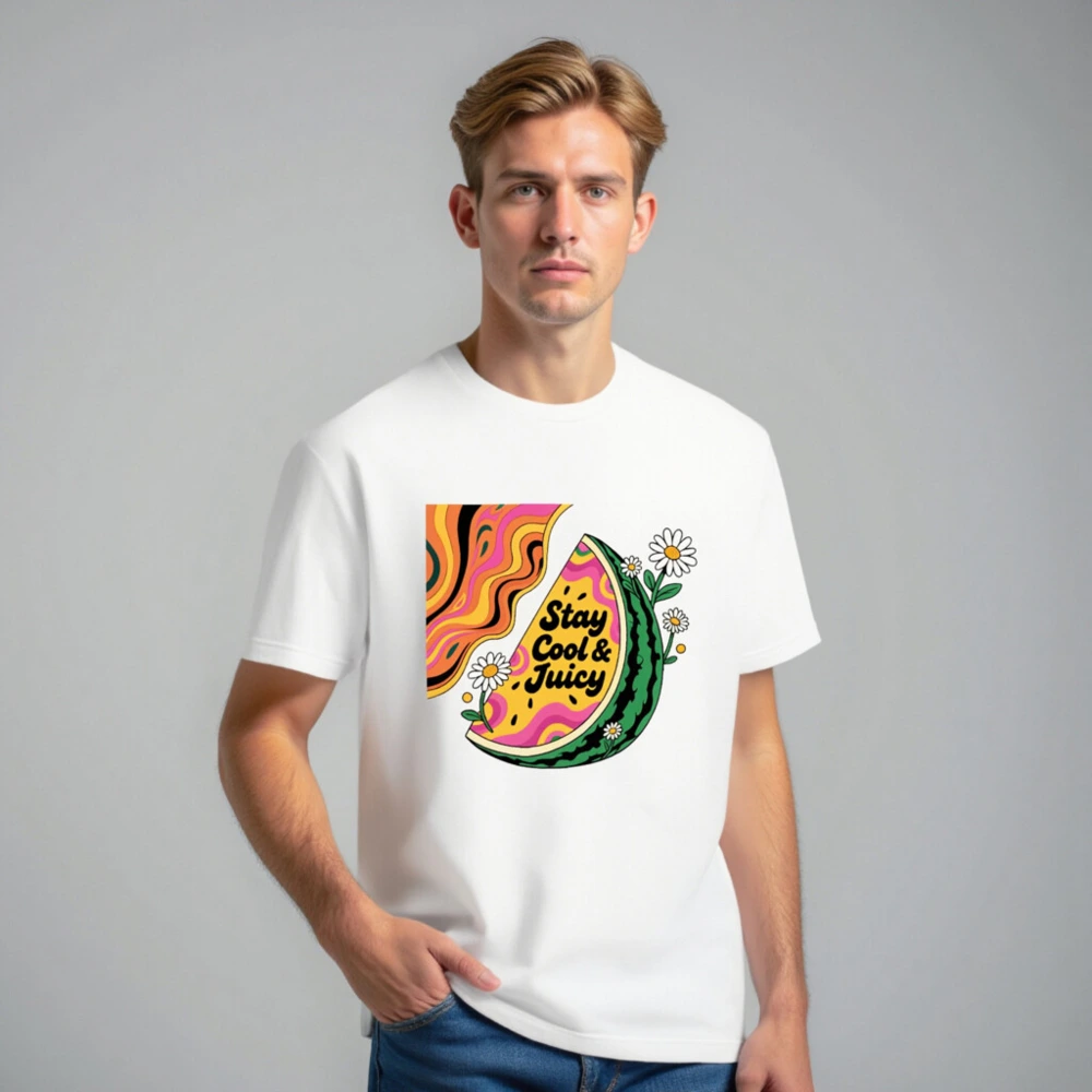Stay Cool & Juicy Watermelon T-Shirt - Unisex Staple Tee - Image 7