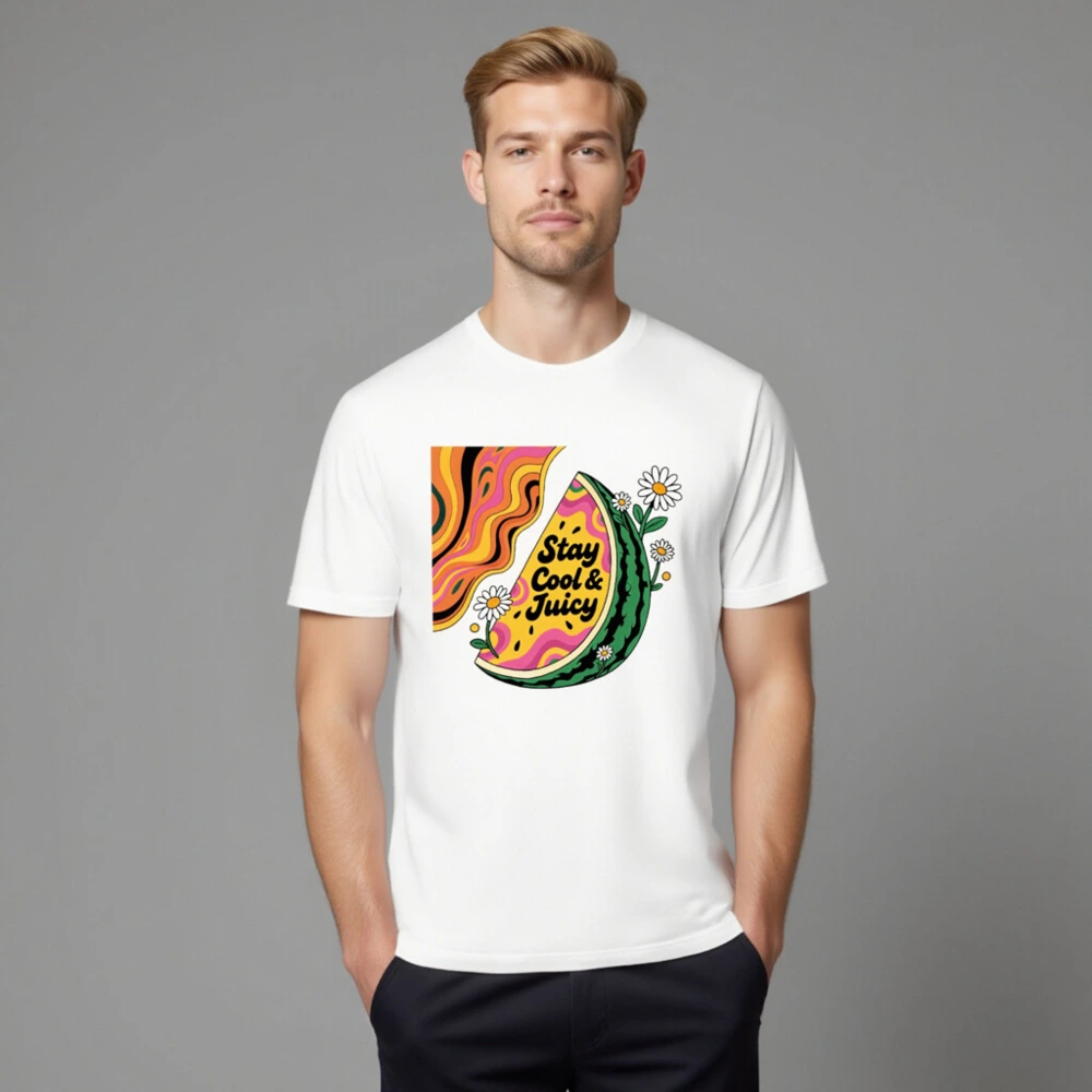 Stay Cool & Juicy Watermelon T-Shirt - Unisex Staple Tee - Image 8