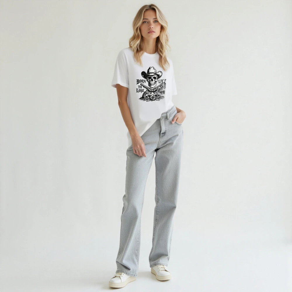 Unisex Staple T-Shirt - Skull Cowboy Hat & Revolvers Vintage Western Design - Image 6