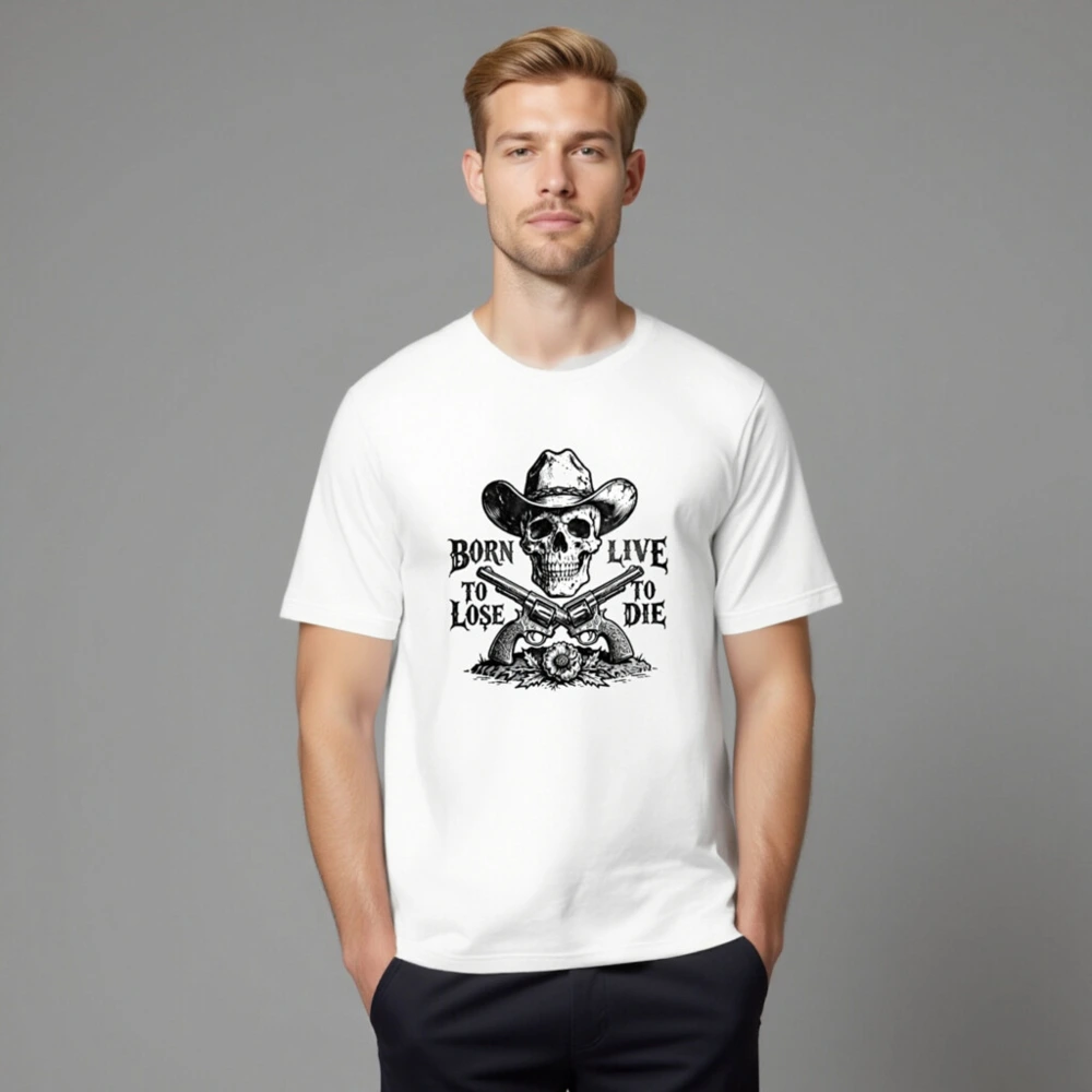Unisex Staple T-Shirt - Skull Cowboy Hat & Revolvers Vintage Western Design - Image 8