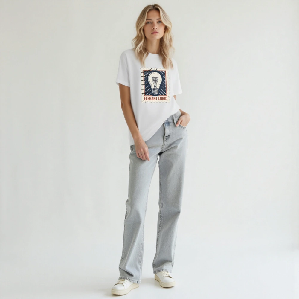 Unisex Staple T-Shirt - Elegant Logic Lightbulb Design, Binary Code 0101 - Image 6