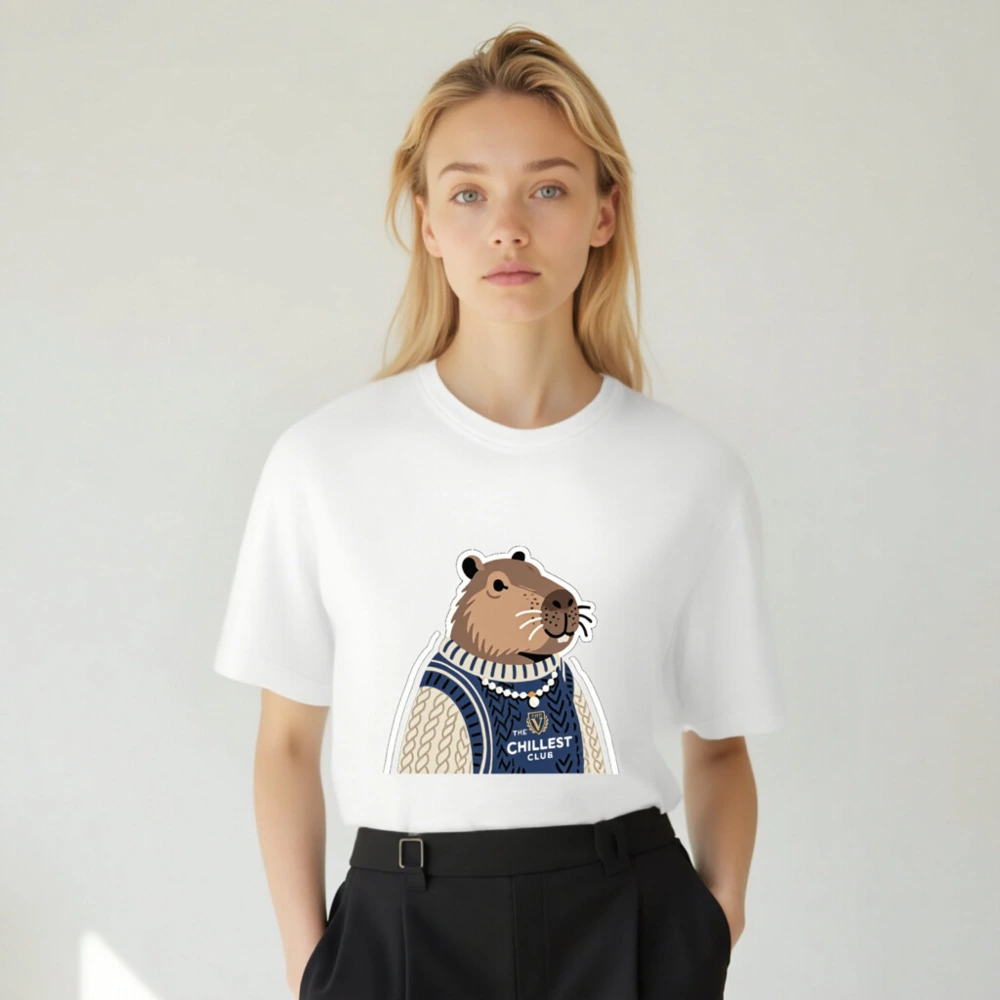 Unisex Staple T-Shirt | Capybara in Sweater - The Chillest Club - Image 4