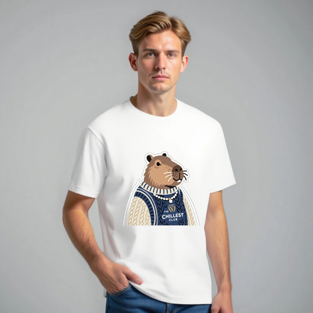 Unisex Staple T-Shirt | Capybara in Sweater - The Chillest Club - Image 7