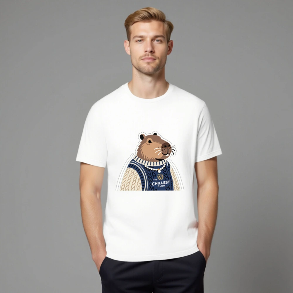 Unisex Staple T-Shirt | Capybara in Sweater - The Chillest Club - Image 8