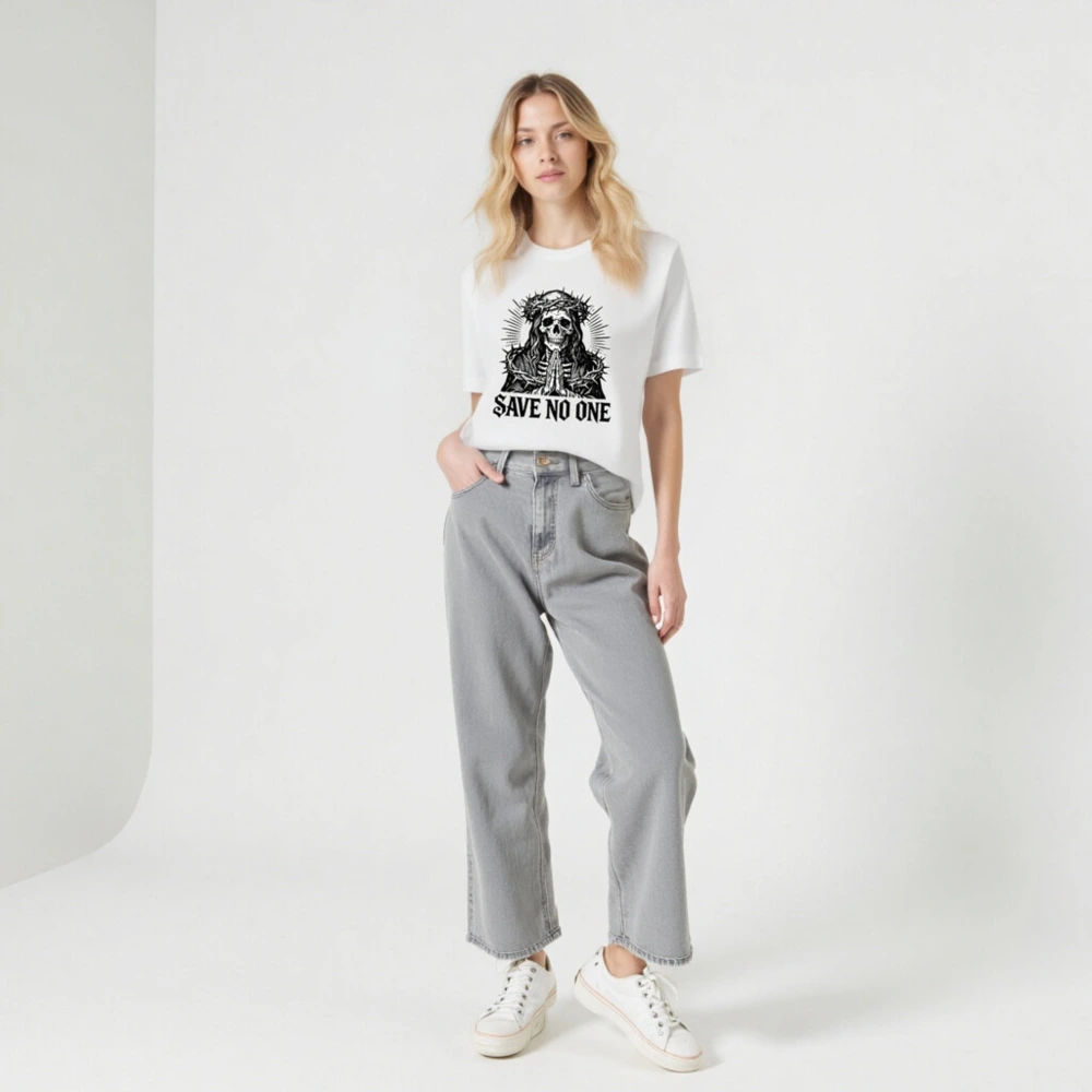 Unisex Staple T-Shirt - Save No One Skull with Crown of Thorns Design - Image 5