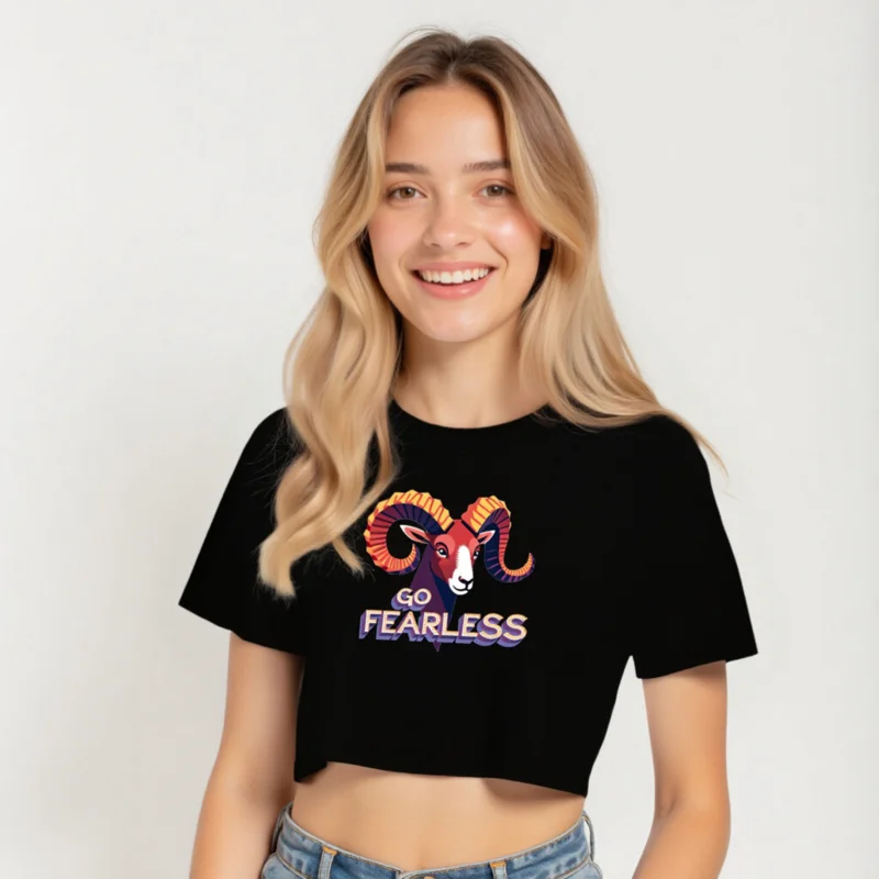 Women's Crop Top with Ram Graphic - Go Fearless Motivational Tee - Image 6