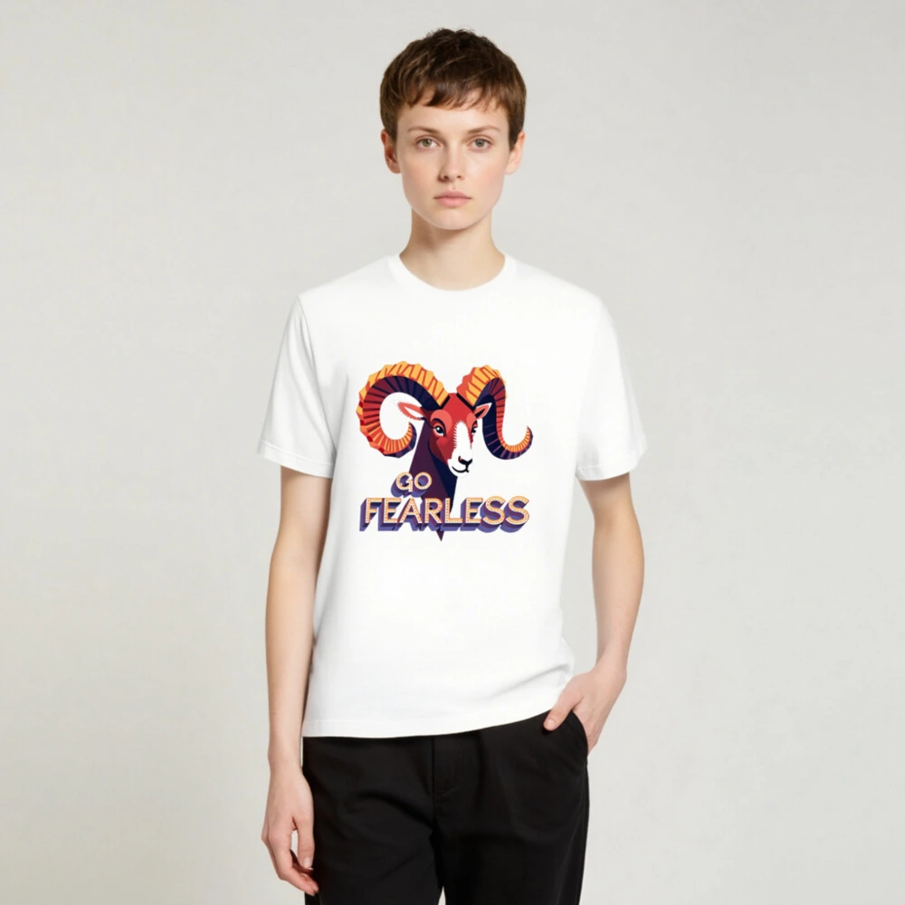 Go Fearless Ram T-Shirt - Unisex Staple Tee with Bold Horn Graphic - Image 3