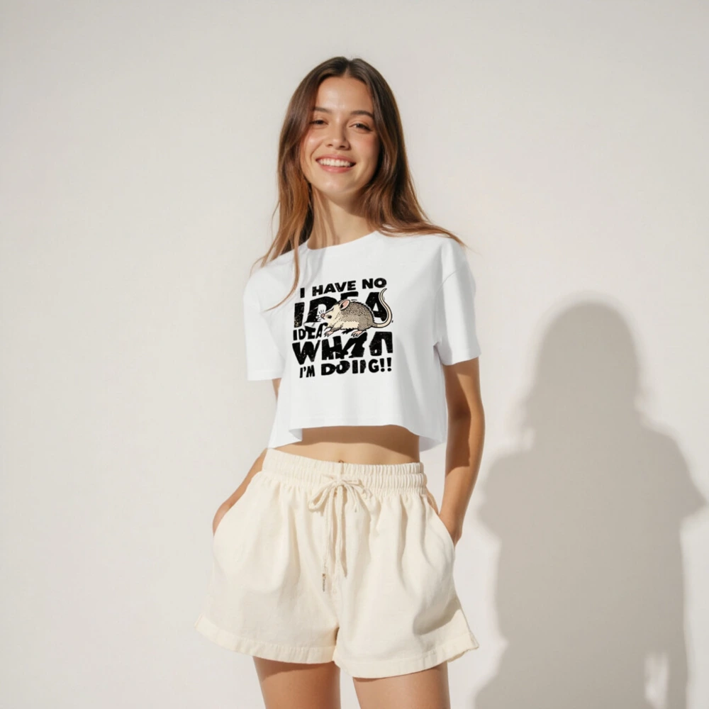 Women's Crop Top - I Have No Idea What I'm Doing! Funny Rat Graphic Tee - Image 4
