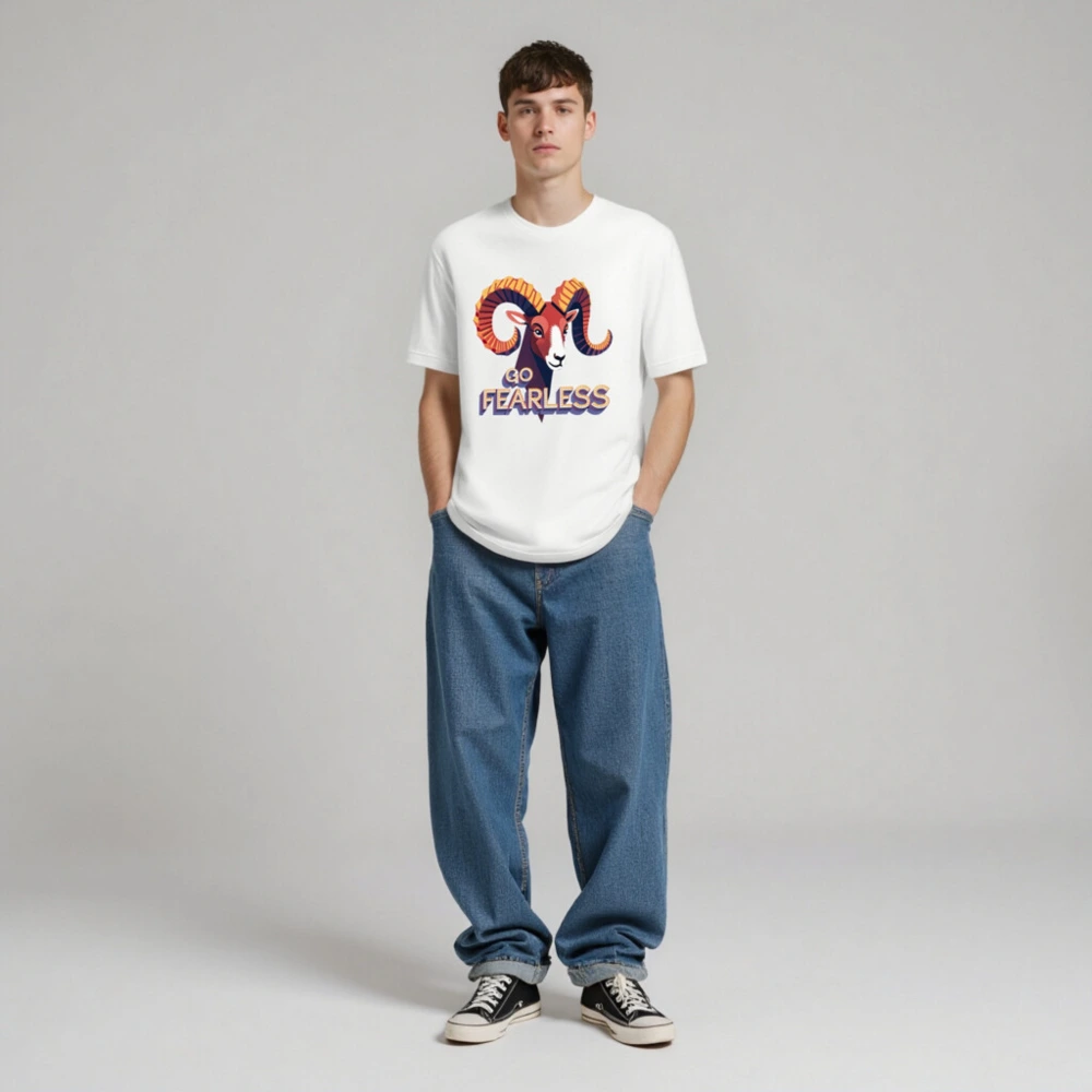 Go Fearless Ram T-Shirt - Unisex Staple Tee with Bold Horn Graphic - Image 4
