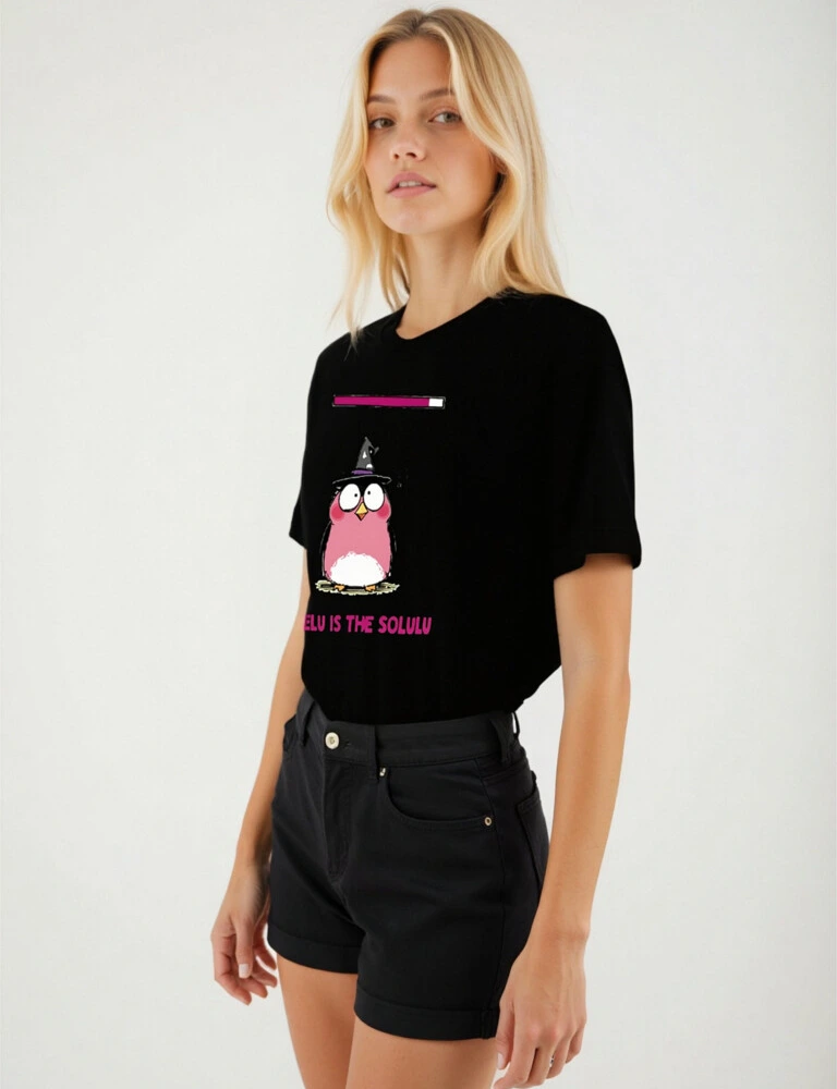 Delulu is the Solulu Unisex Staple T-Shirt | Pink Owl Wizard Design - Image 2