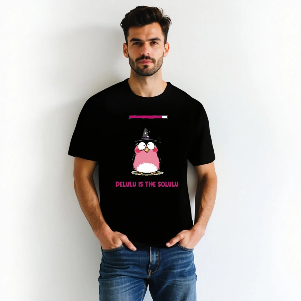 Delulu is the Solulu Unisex Staple T-Shirt | Pink Owl Wizard Design - Image 4