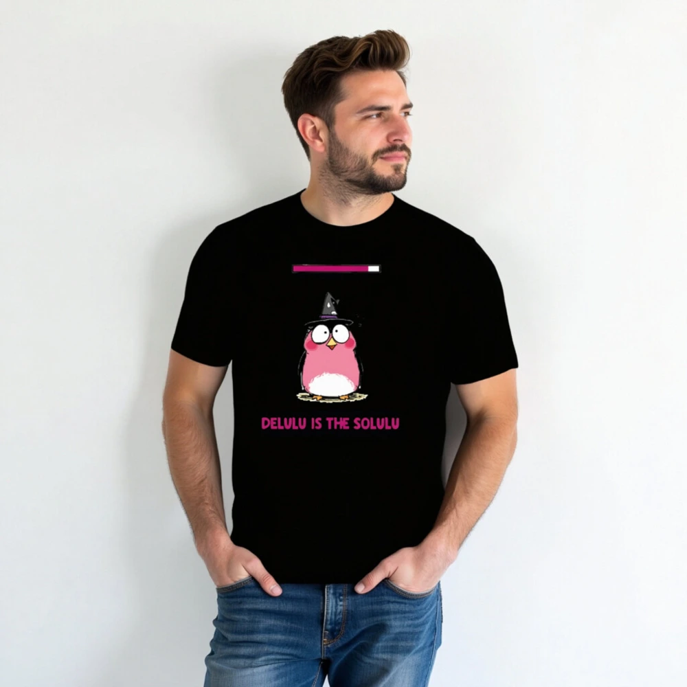 Delulu is the Solulu Unisex Staple T-Shirt | Pink Owl Wizard Design - Image 5