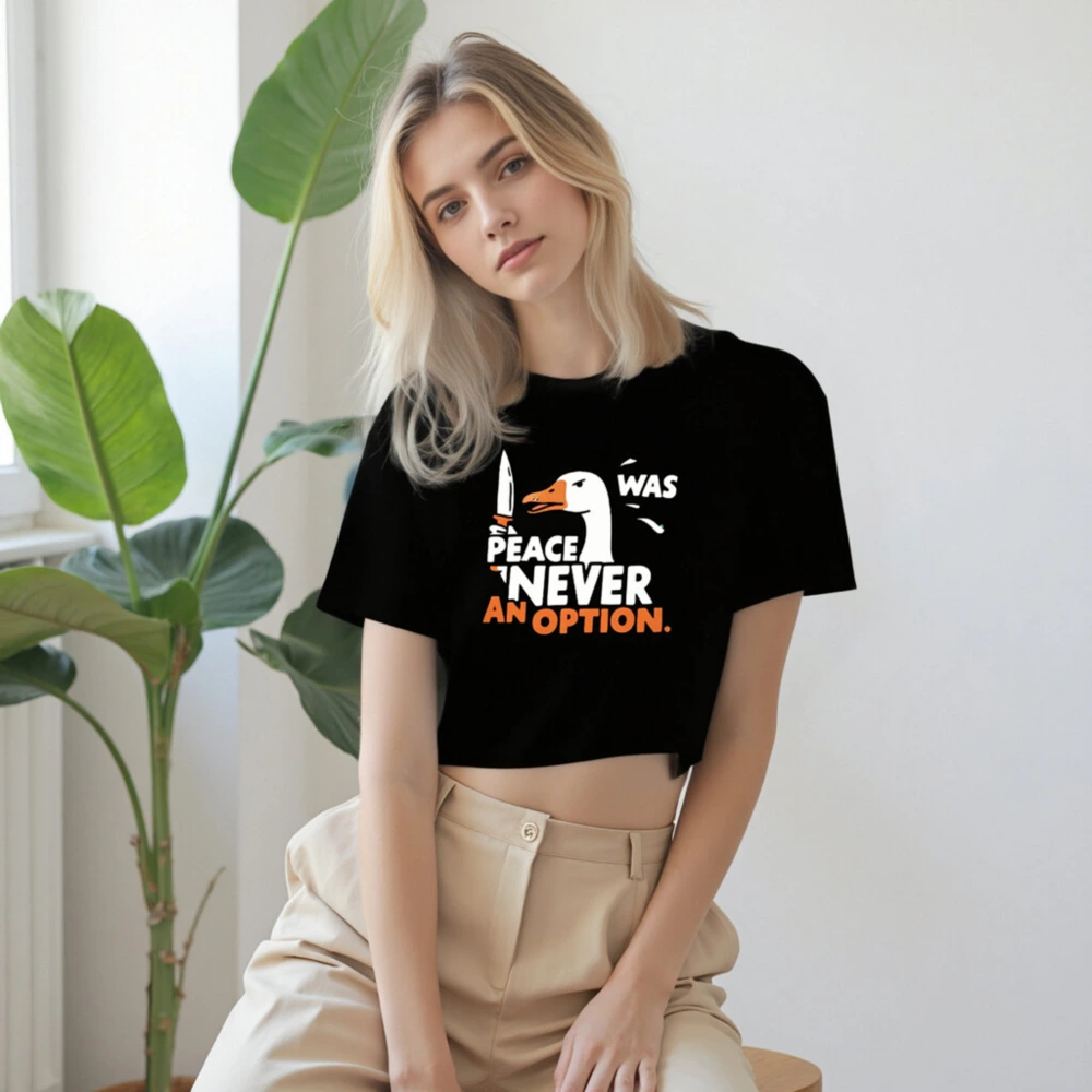Women's Crop Top - Peace Never Was an Option Goose Graphic Tee - Image 6