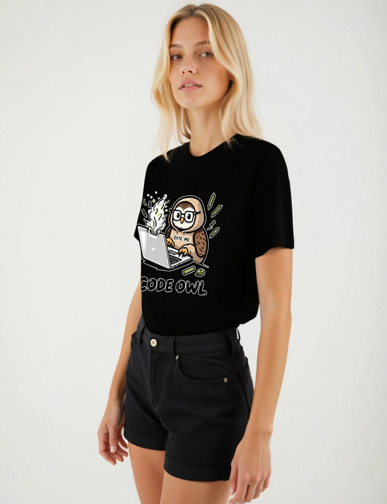 Code Owl Unisex T-Shirt | Byte Me, Coding Owl Design - Image 2
