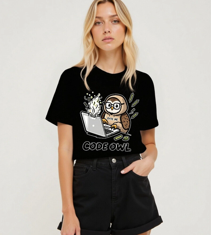 Code Owl Unisex T-Shirt | Byte Me, Coding Owl Design - Image 3
