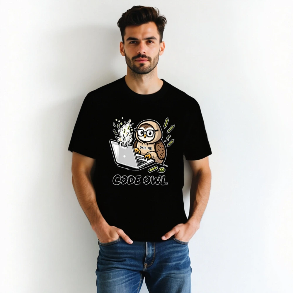 Code Owl Unisex T-Shirt | Byte Me, Coding Owl Design - Image 4