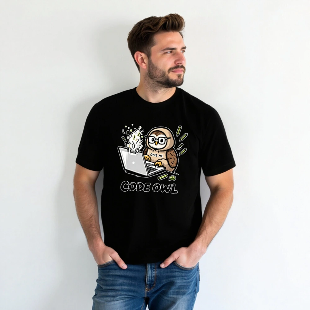 Code Owl Unisex T-Shirt | Byte Me, Coding Owl Design - Image 5