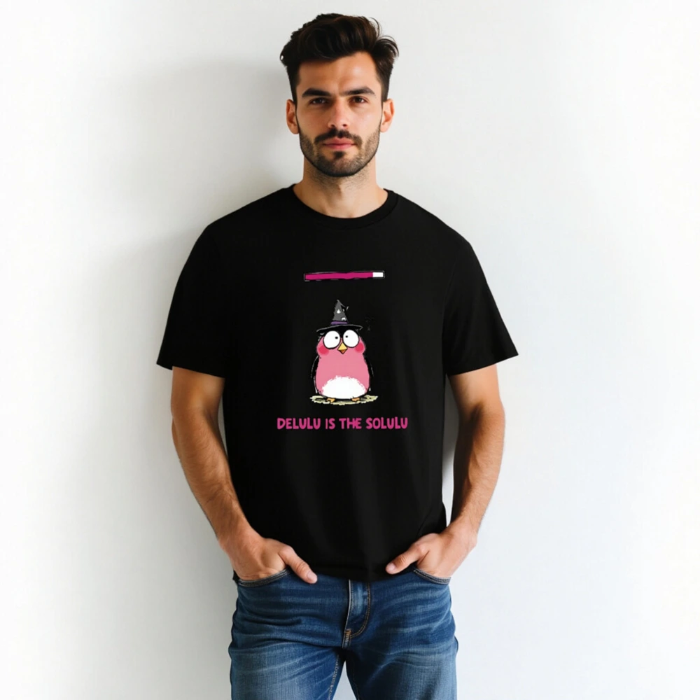 Unisex Organic Cotton T-Shirt - Delulu is the Solulu Witch Owl Design - Image 2