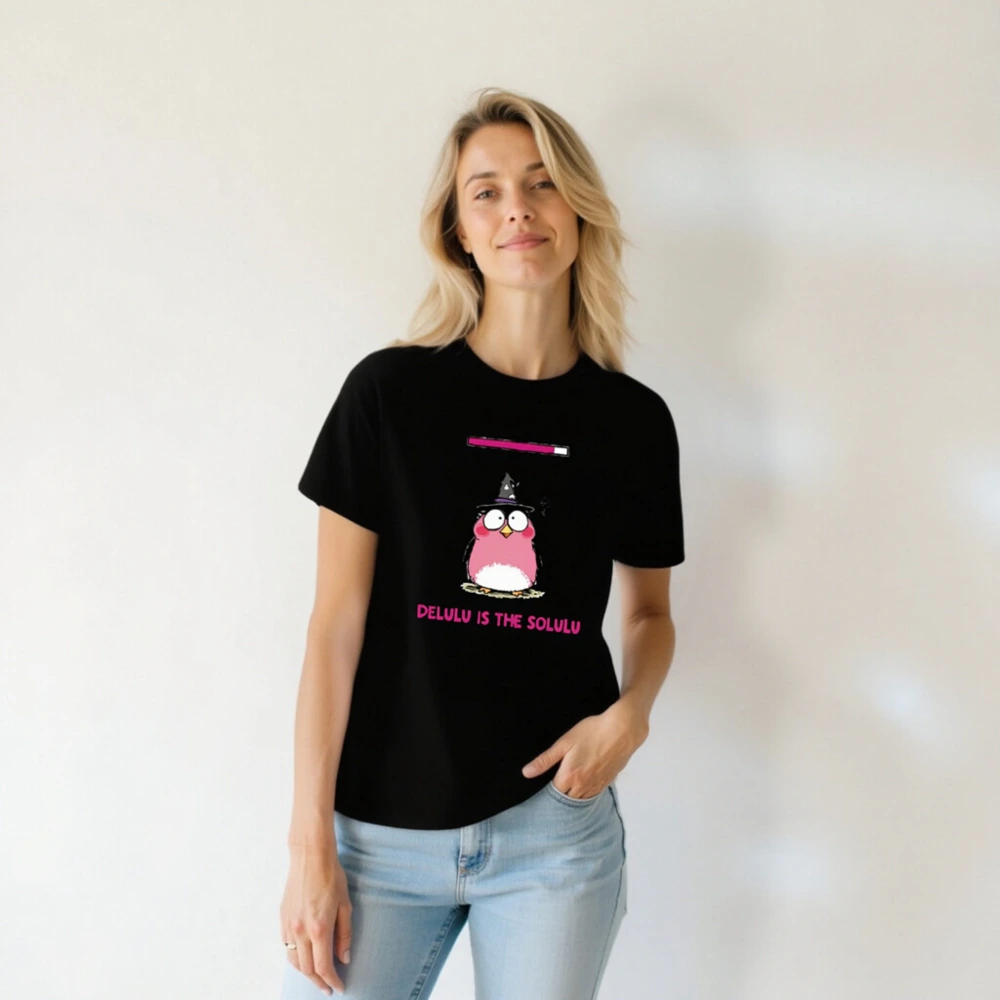 Unisex Organic Cotton T-Shirt - Delulu is the Solulu Witch Owl Design - Image 3