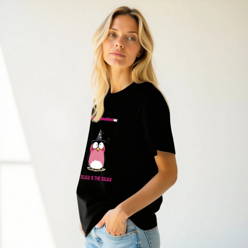 Unisex Organic Cotton T-Shirt - Delulu is the Solulu Witch Owl Design - Image 4