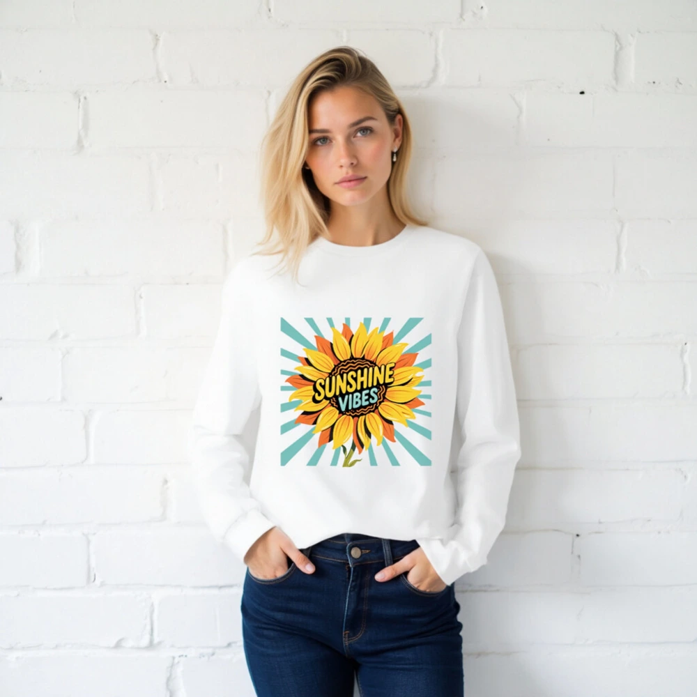 Sunshine Vibes Sunflower Long Sleeve Tee - Unisex, Bright & Retro - Image 2