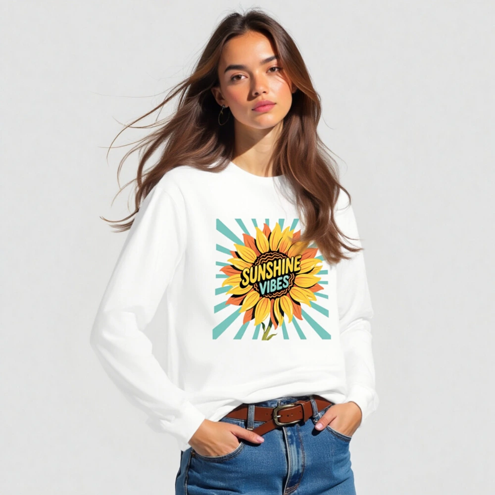 Sunshine Vibes Sunflower Long Sleeve Tee - Unisex, Bright & Retro - Image 3