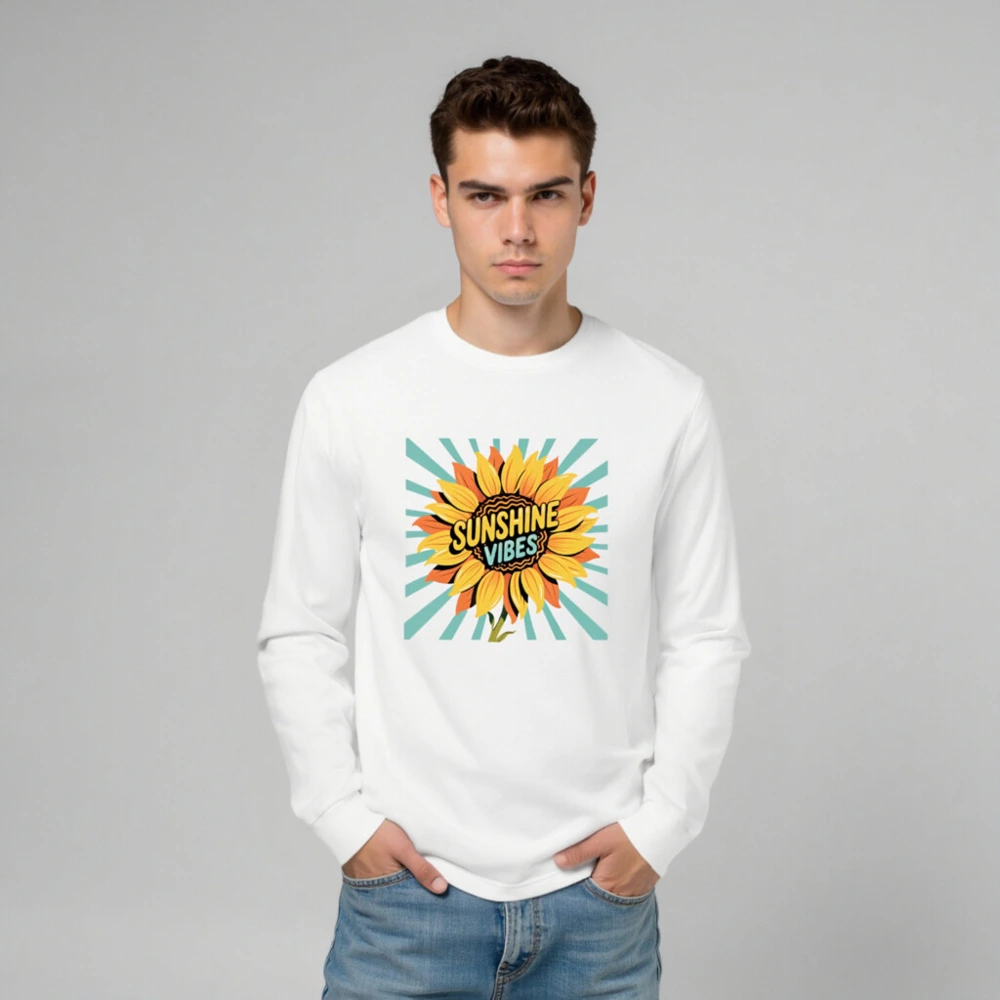Sunshine Vibes Sunflower Long Sleeve Tee - Unisex, Bright & Retro - Image 6