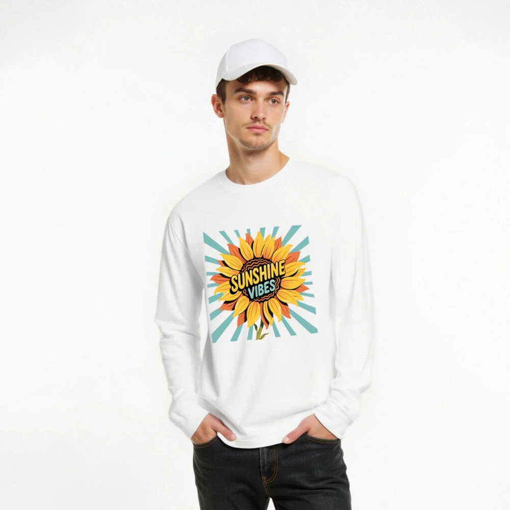 Sunshine Vibes Sunflower Long Sleeve Tee - Unisex, Bright & Retro - Image 7