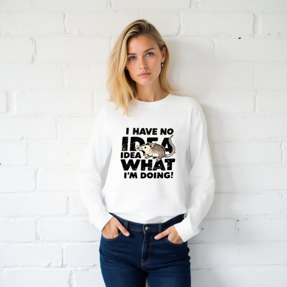 I Have No Idea What I'm Doing! Rat Graphic Unisex Long Sleeve Tee - Image 2