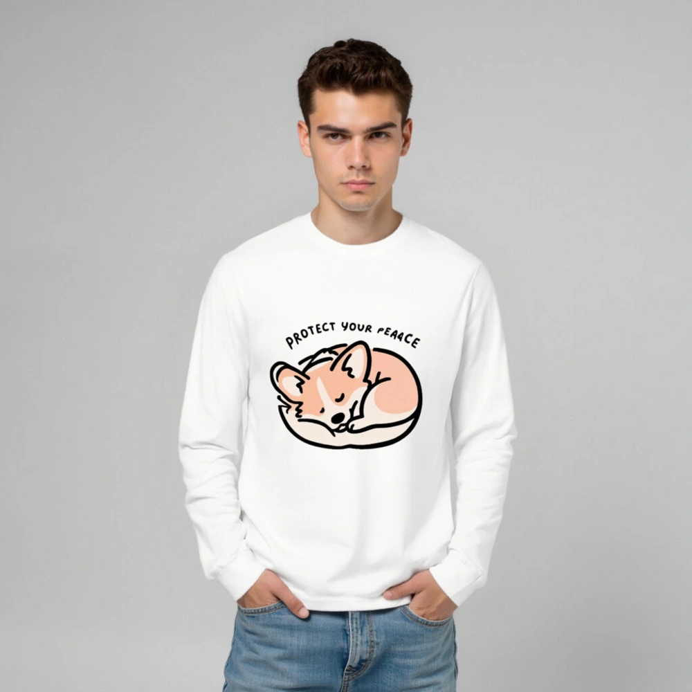 Protect Your Peace Corgi Sleeping Long Sleeve Tee - Unisex Comfort Fit - Image 6