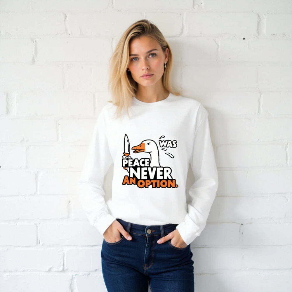 Peace Never Was an Option Duck Long Sleeve Tee - Unisex - Image 2