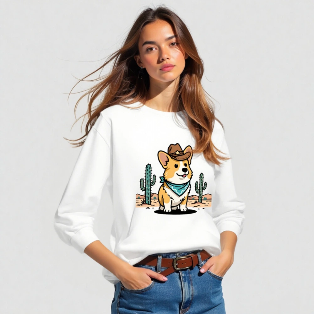 Cowboy Corgi Long Sleeve Tee - Unisex Western Dog Shirt - Image 3