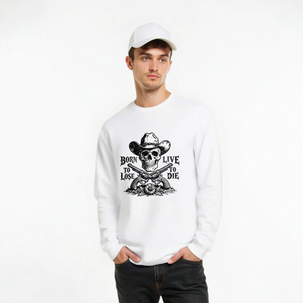 Born to Lose, Live to Die Cowboy Skull Long Sleeve Tee - Unisex - Image 7