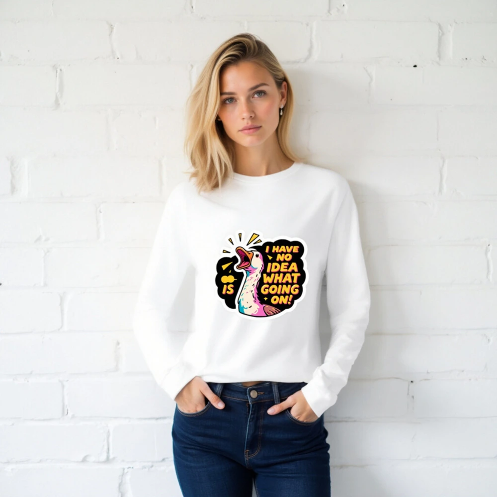 I Have No Idea What's Going On! Unisex Long Sleeve Tee - Funny Duck Graphic - Image 2