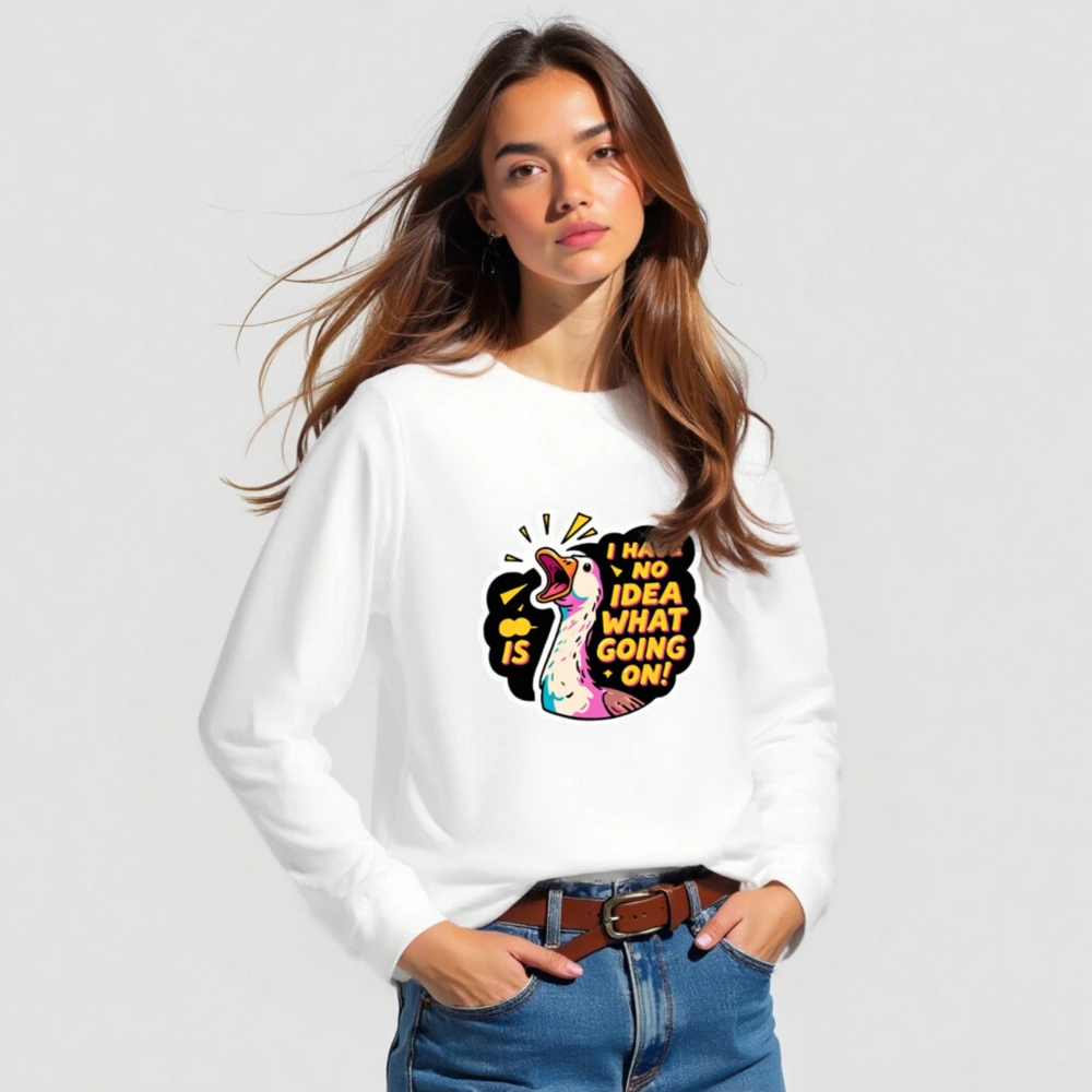 I Have No Idea What's Going On! Unisex Long Sleeve Tee - Funny Duck Graphic - Image 3